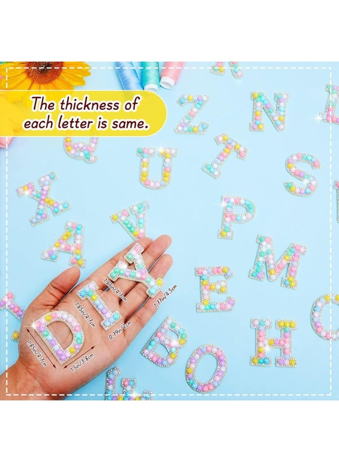 Peachjoy 26Pcs Iron-on Transfers, Letter A Z Pearl Rhinestone English Patches Pearls, Diy Bags, Hats, Clothing And Accessories with Hot Stamping of Letters, Diamond-Encrusted Fabric Stickers - Image 2